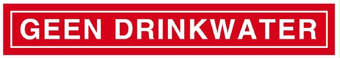 11500003010 Sticker 26 x 200mm rood met witte Tekst "geen drinkwater"