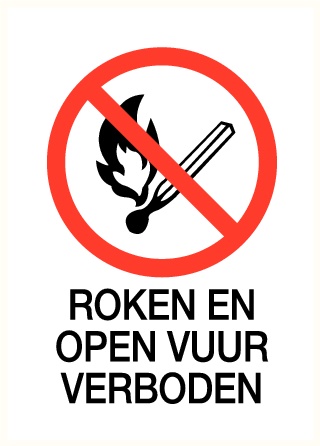11500323258 Sticker Roken en open vuur verboden - 140 x 200mm